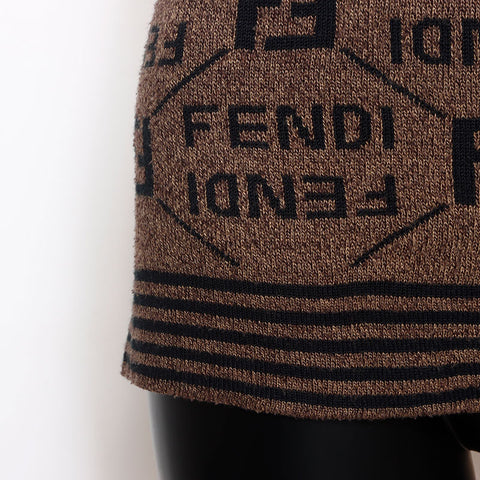 フェンディ FENDI ロゴ 総柄 ニット ブラウン WS15122