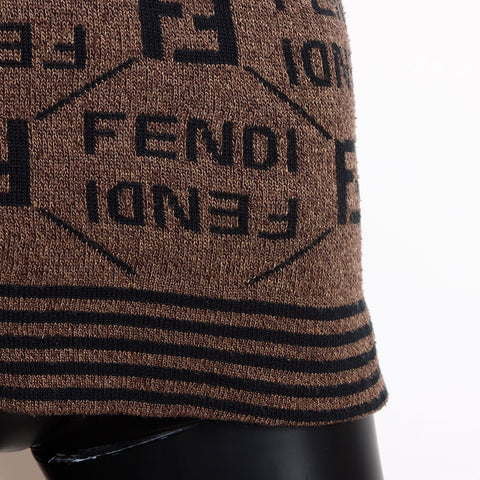 フェンディ FENDI ロゴ 総柄 ニット ブラウン WS15122