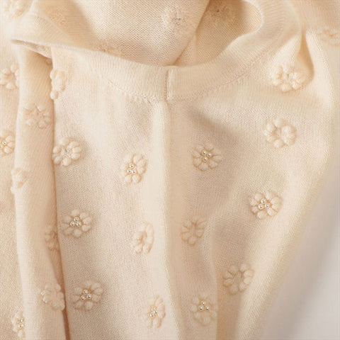 Chanel Coco Button Cashmere Knit Dress P40686K02963 Fake Pearl Dress Beige WS15142
