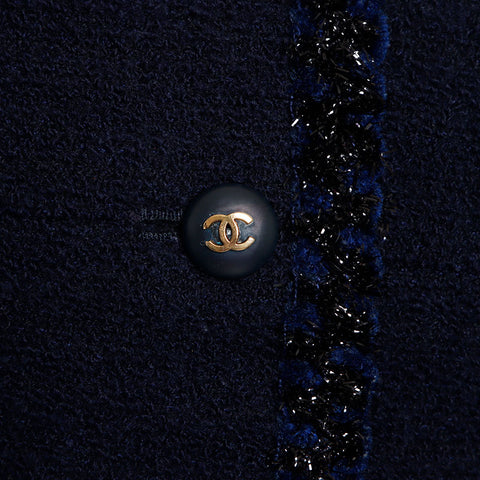 シャネル CHANEL Size:40 ツイード ココマークボタン  ジャケット ネイビー WS15143