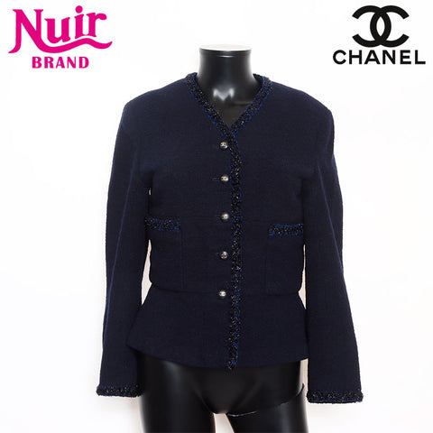 シャネル CHANEL Size:40 ツイード ココマークボタン  ジャケット ネイビー WS15143