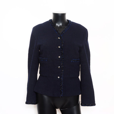 シャネル CHANEL Size:40 ツイード ココマークボタン  ジャケット ネイビー WS15143