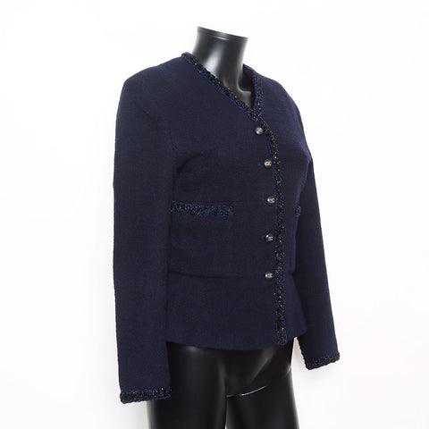 シャネル CHANEL Size:40 ツイード ココマークボタン  ジャケット ネイビー WS15143