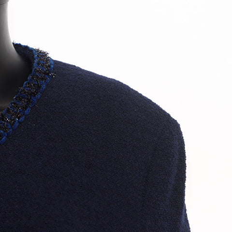 シャネル CHANEL Size:40 ツイード ココマークボタン  ジャケット ネイビー WS15143