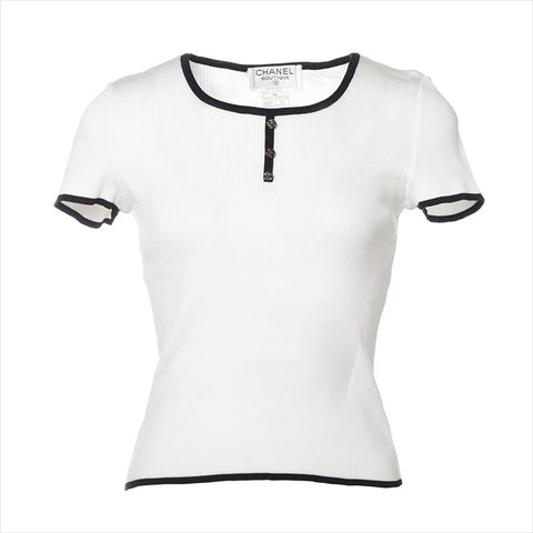 Chanel Coco Button 95P Cotton T-shirt PO5161V00233 Short-sleeved T-shirt White WS15144