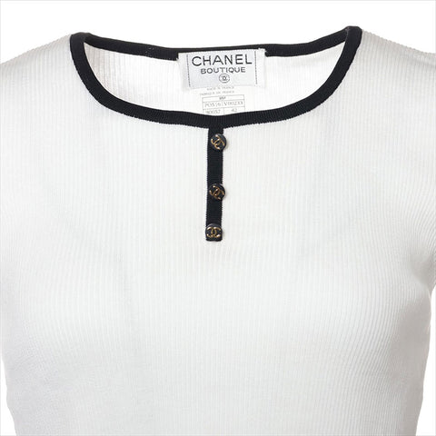 Chanel Coco Button 95P Cotton T-shirt PO5161V00233 Short-sleeved T-shirt White WS15144
