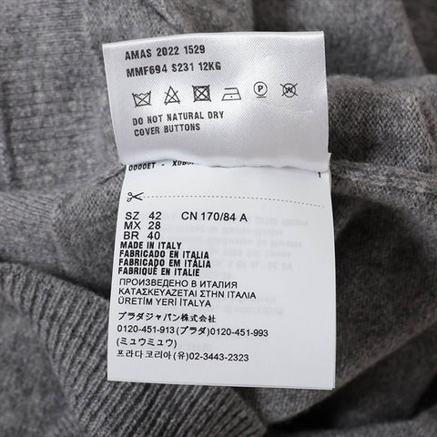 Miu Miu Size:42 2022 cashmere cardigan gray WS15153