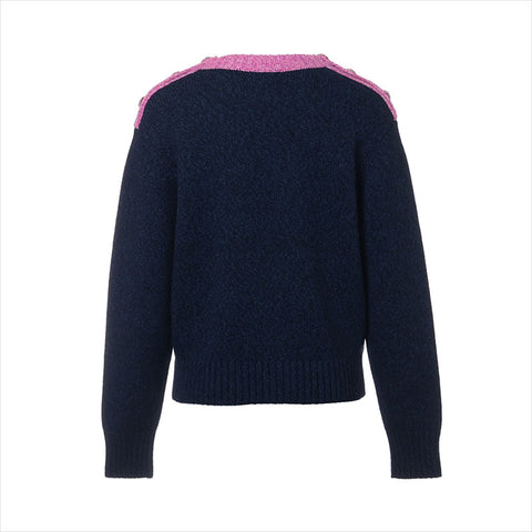 シャネル CHANEL Size:36 2022-2023 カシミア ニット ネイビー×ピンク WS15158