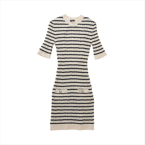 CHANEL Size:36 2023 P74 Wool x Acrylic one piece Black x white WS15161