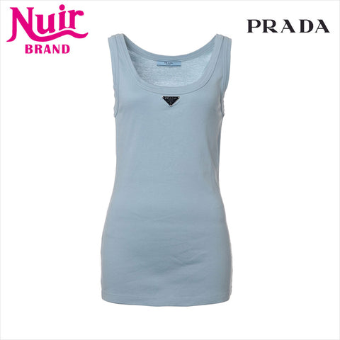 プラダ PRADA Size:38 2022 トライアングルロゴ タンクトップ ブルー WS15176