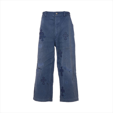 CHROME HEARTS Size 29 Navy Cross Patch French Work Pants Navy WS15180