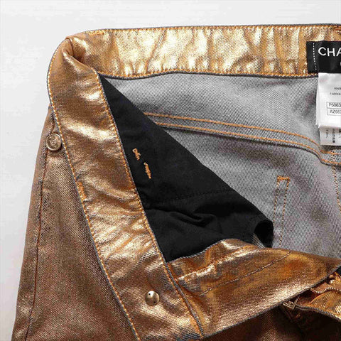 シャネル CHANEL Size:38 ココボタン コットン パンツ ゴールド WS15186