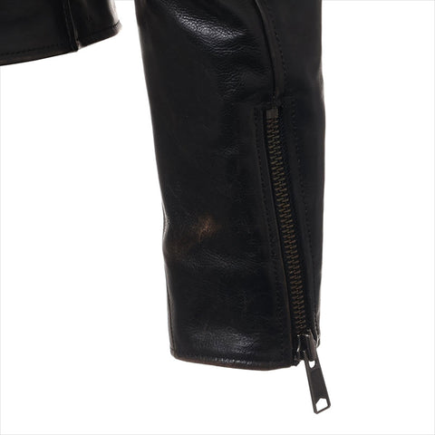 BALENCIAGA Size:34 528573 2018 Leather Logo Blouson Jacket black WS15188