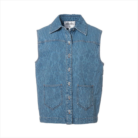 CHANEL Size:34 P74492V66068 P74 Camellia Vest blue WS15192