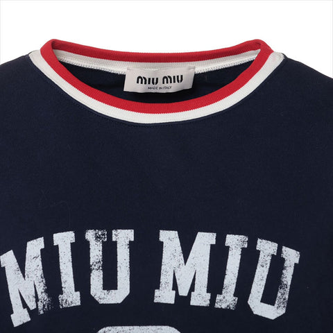 ミュウ ミュウ Miu Miu Size:XS MJL870　22年 コットン×ポリウレタン スウェット ネイビー WS15198