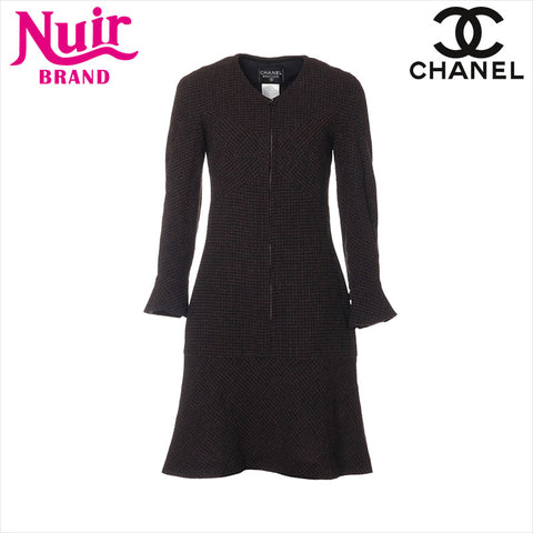 シャネル CHANEL Size:36 P09335V05959 ツイード　97A ウール×シルク ワンピース ブラウン WS15200
