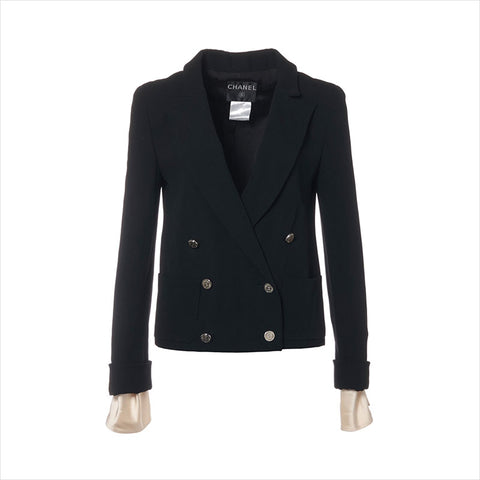 CHANEL Size:38 05P Wool Jacket Black x white WS15201