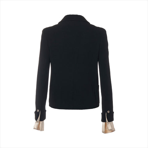 CHANEL Size:38 05P Wool Jacket Black x white WS15201