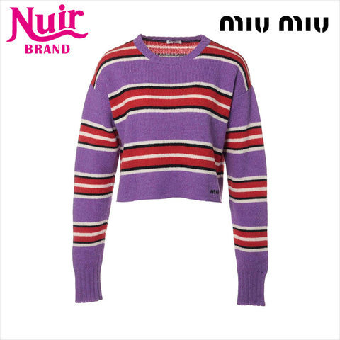 ミュウ ミュウ Miu Miu Size:38 MML23　ウ 19年 ウール ニット パープル WS15202