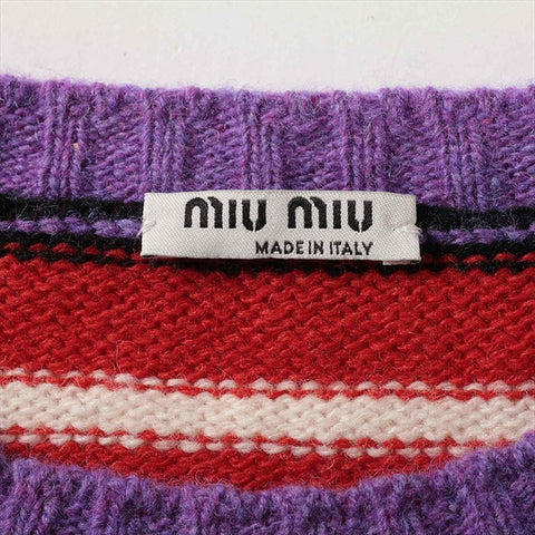 ミュウ ミュウ Miu Miu Size:38 MML23　ウ 19年 ウール ニット パープル WS15202