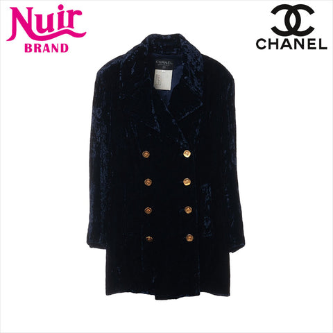 シャネル CHANEL Size:42 ベロア生地 コート ネイビー WS15206