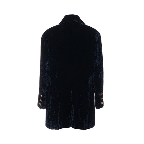 シャネル CHANEL Size:42 ベロア生地 コート ネイビー WS15206