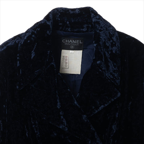 シャネル CHANEL Size:42 ベロア生地 コート ネイビー WS15206