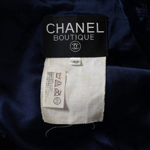 シャネル CHANEL Size:42 ベロア生地 コート ネイビー WS15206