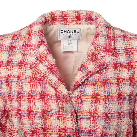 シャネル CHANEL Size:42 P06384V04629　 96P ウール×ナイロン コート レッド×ホワイト WS15207