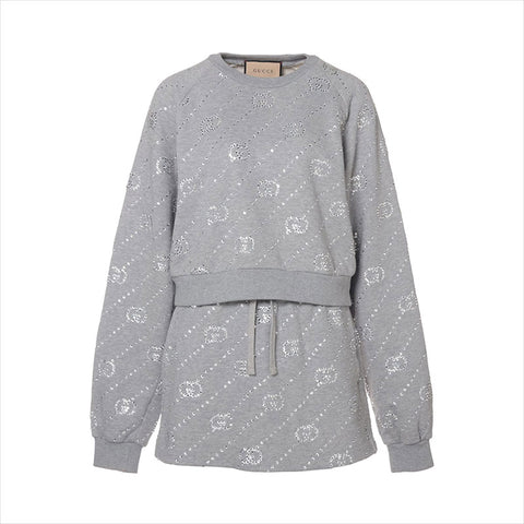 GUCCI Size:S 770187 Stone-embellished cotton set-up suit Light gray WS15209