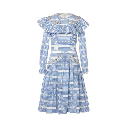 Miu Miu Size:38 MF1960 Beaded Cotton one piece Blue x white WS15210