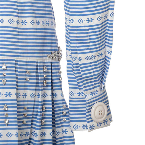 Miu Miu Size:38 MF1960 Beaded Cotton one piece Blue x white WS15210