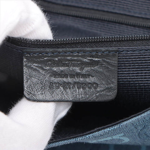 Salvatore Ferragamo Gancini canvas x leather Shoulder Bag blue WS15213