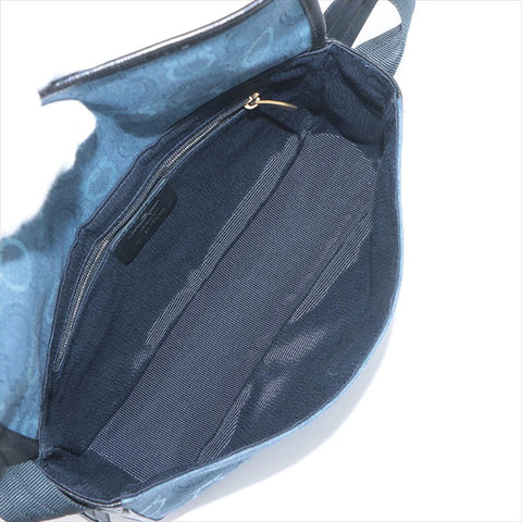 Salvatore Ferragamo Gancini canvas x leather Shoulder Bag blue WS15213
