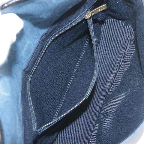 Salvatore Ferragamo Gancini canvas x leather Shoulder Bag blue WS15213