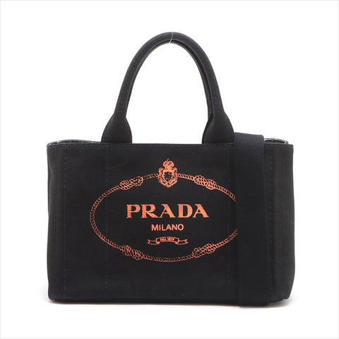 プラダ PRADA カナパ キャンバス 2WAYハンドバッグ 1BG439 無記名ギャラ ハンドバッグ ブラック WS15218