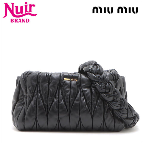 ミュウ ミュウ Miu Miu マテラッセ レザー ショルダーバッグ ブラック WS15221