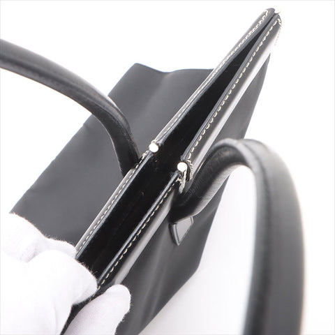 PRADA Nylon x leather Tote Bag black WS15223