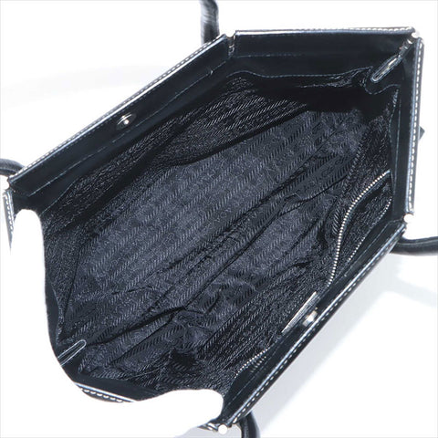 PRADA Nylon x leather Tote Bag black WS15223