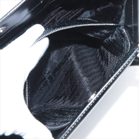 PRADA Nylon x leather Tote Bag black WS15223