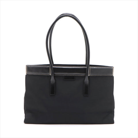PRADA Nylon x leather Tote Bag black WS15223