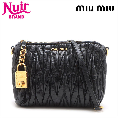 ミュウ ミュウ Miu Miu マテラッセ レザー ショルダーバッグ ブラック WS15226