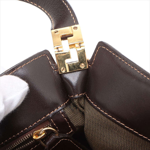 フェンディ FENDI ズッカ キャンバス×レザー ショルダーバッグ ブラウン WS15228