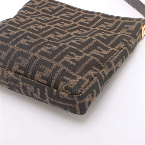 フェンディ FENDI ズッカ キャンバス×レザー ショルダーバッグ ブラウン WS15228