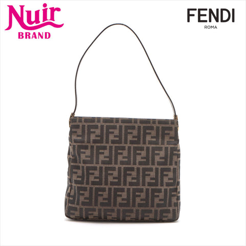 フェンディ FENDI ズッカ キャンバス×レザー ショルダーバッグ ブラウン WS15228