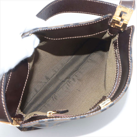 フェンディ FENDI ズッカ キャンバス×レザー ショルダーバッグ ブラウン WS15228
