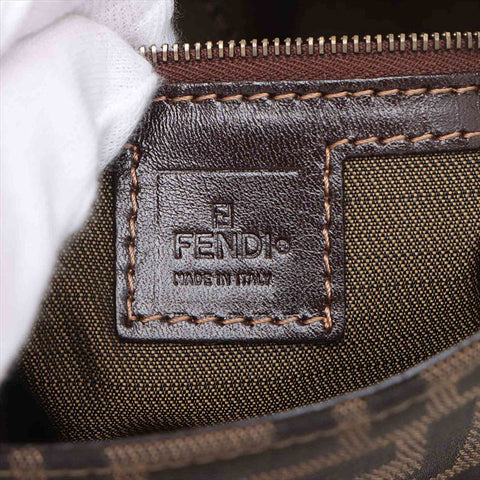 フェンディ FENDI ズッカ キャンバス×レザー ショルダーバッグ ブラウン WS15228