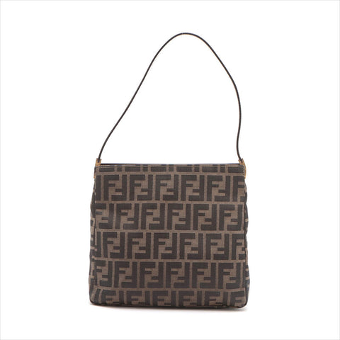 フェンディ FENDI ズッカ キャンバス×レザー ショルダーバッグ ブラウン WS15228
