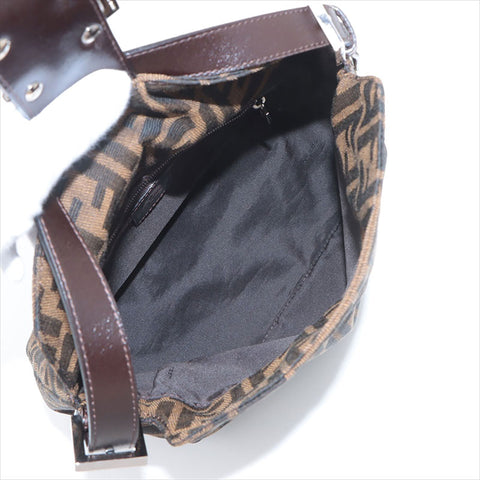 FENDI Zucca canvas x leather Shoulder Bag Brown WS15229