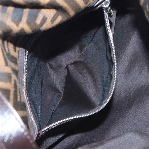 FENDI Zucca canvas x leather Shoulder Bag Brown WS15229